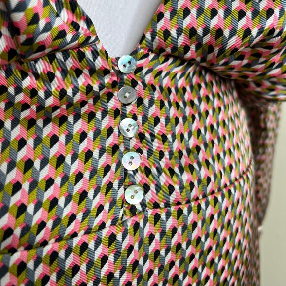 Zara Mini Blouson Dress MEDIUM Dolman Long Sleeve Geometric Party Open Back NEW - Picture 10 of 11